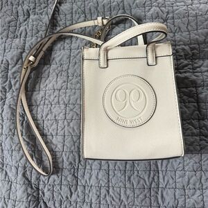 Nine West Cream Pebbled Crossbody Mini Tote with Logo Medallion